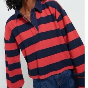 Tuckernuck red and navy striped rugby long sleeve
